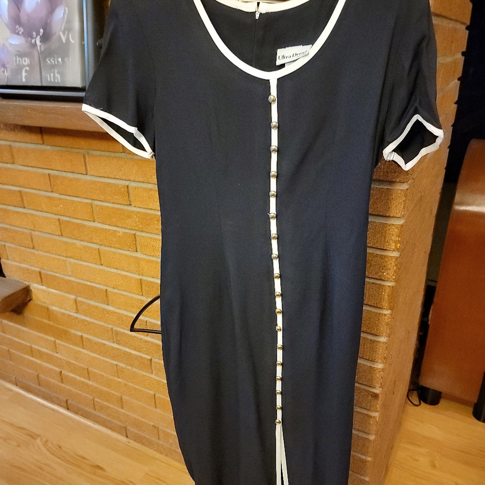 Vintage 90's dress navy and white size 8